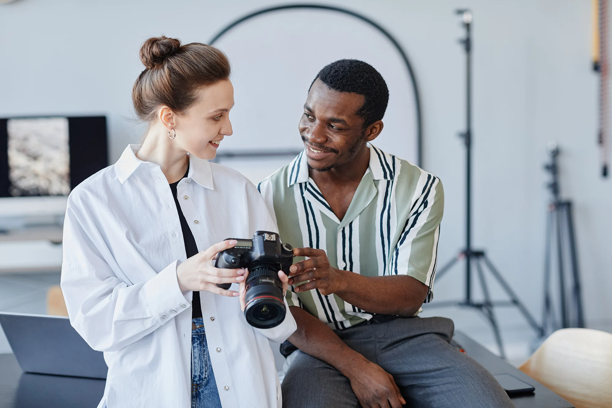 Photographers working together in a studio